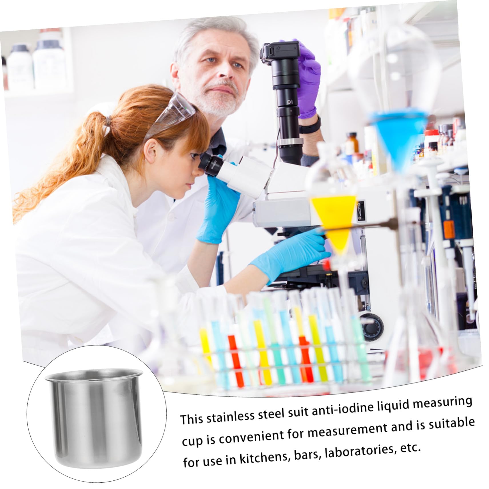 6 Piezas Taza Medicinal Inoxidable Vaso De Precipitados Medidas Tazas Vaso Medidor Inoxidable De Metal 304 Plata