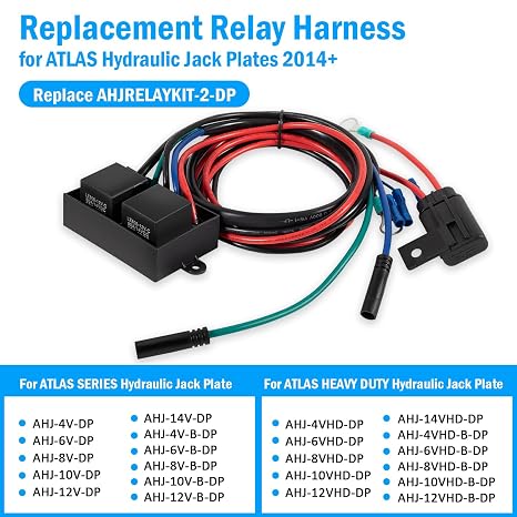 Replacement Relay Harness for Atlas Hydraulic Jack Plates 2014+, Replace AHJRELAYKIT-2-DP