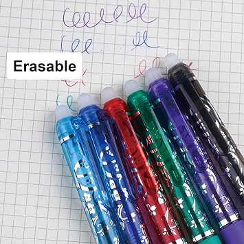 MOZXIRZ 6 Pcs Erasable Colored Pens Retractable Pens Cute Colorful Erasable Pen 0.5mm Point Coloured Gel Pen for Women Girls Men Boys Office School Supplies (6Pcs Colored)