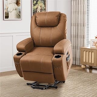 Power Lift Recliner Chair for Elderly Adults Adjustable Leather Electric Sofa with Massage and Heat Single Seat Reclining Chairs for Home Theater Office