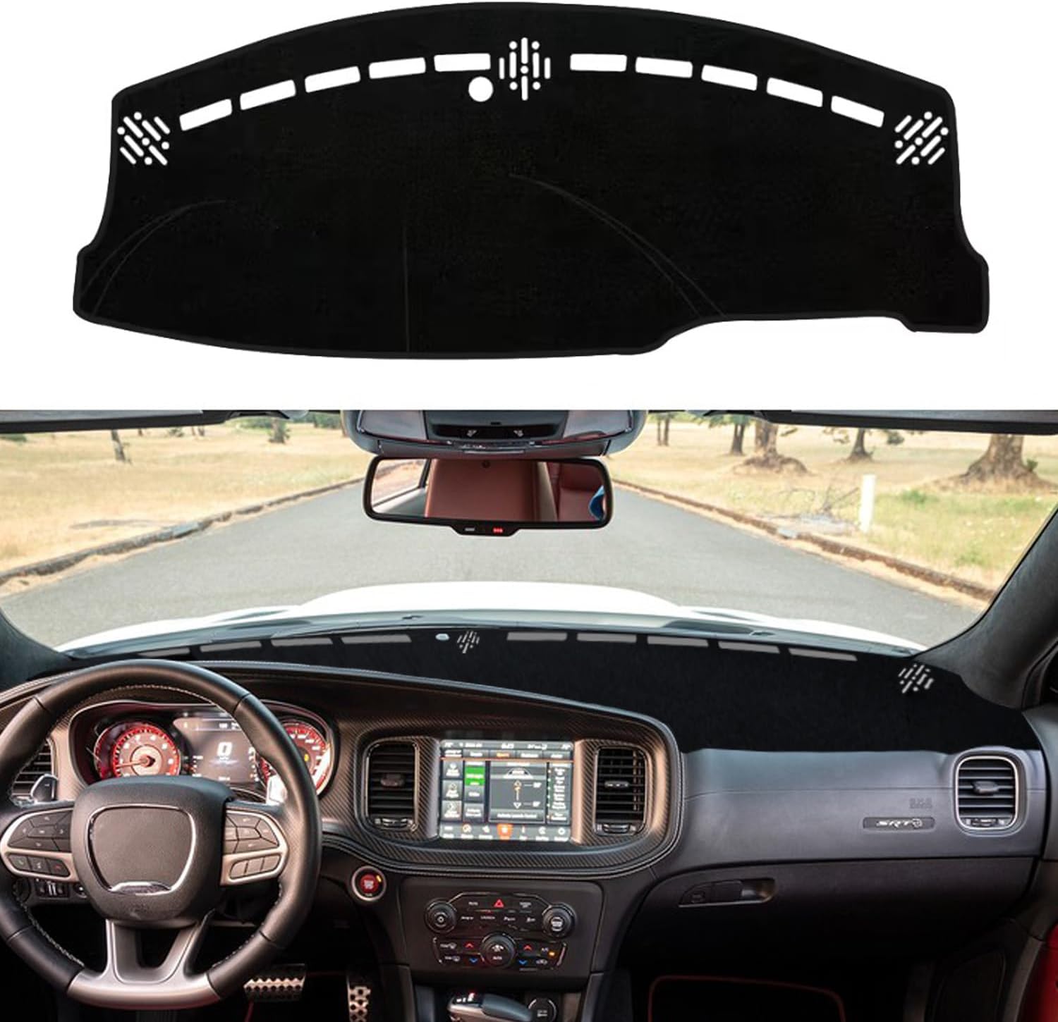 Blazeray Dashboard Cover Dash Cover Mat Pad Carpet Custom Fit for Dodge Charger 2011-2020 2021 2022 2023 Accessories Anti-Skid Center Console Protector Cover Mat(Black Edge)