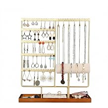 Jewelry Organizer Earring Holder Organizer,6 Tier Jewelry Holder Bracelet Holder Necklace Holder with 6 Hooks,Jewelry Stand for Bracelet, Necklaces, Earrings, Rings, Watches,Gold