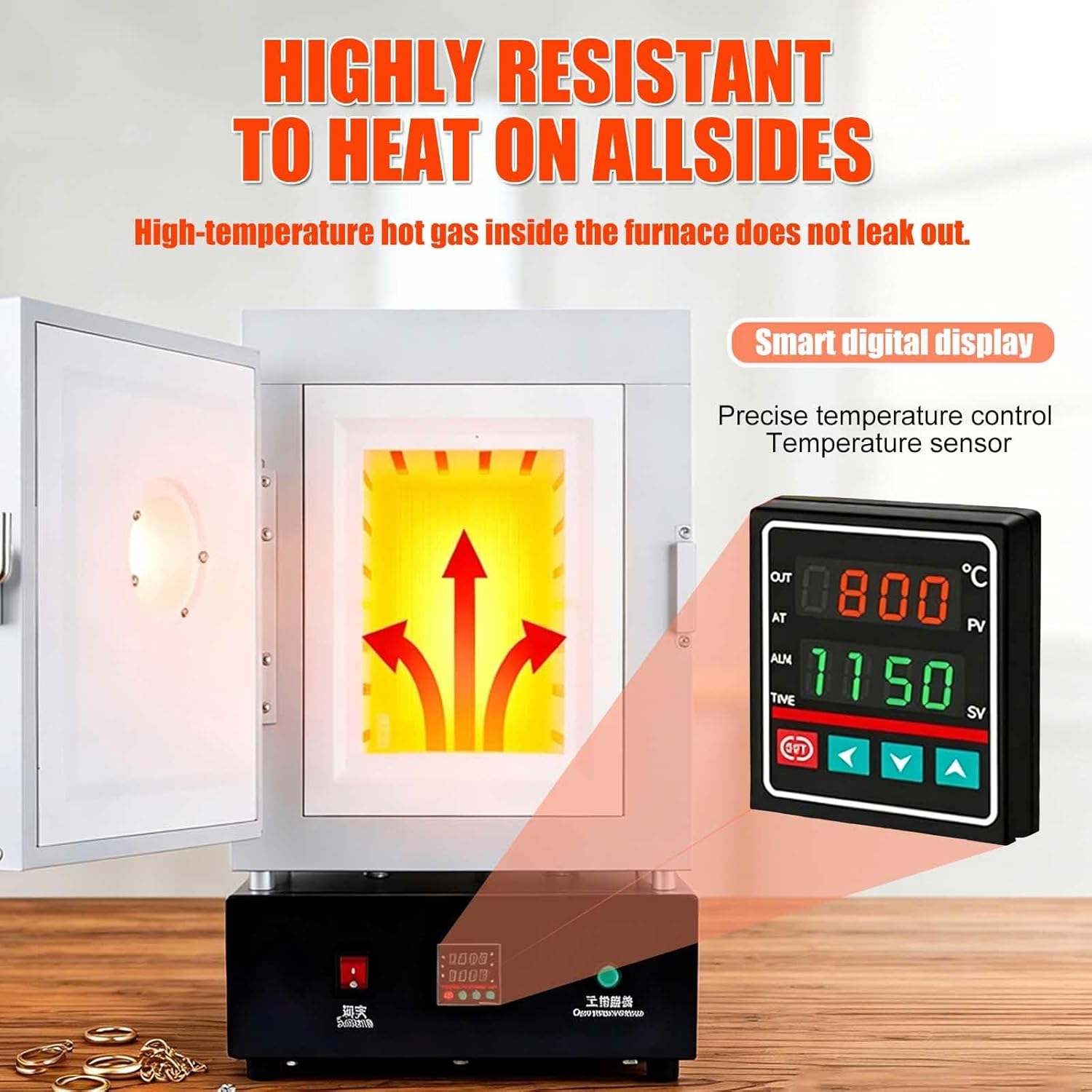 Home Melting Furnace & Ceramic Kiln 1150°C – Digital Temperature Control, Electric Closed Muffle Furnace,Gold Silver Smelting, Pottery Firing, Wax Casting, Jewelry Making – Diy Small Smelting Kiln