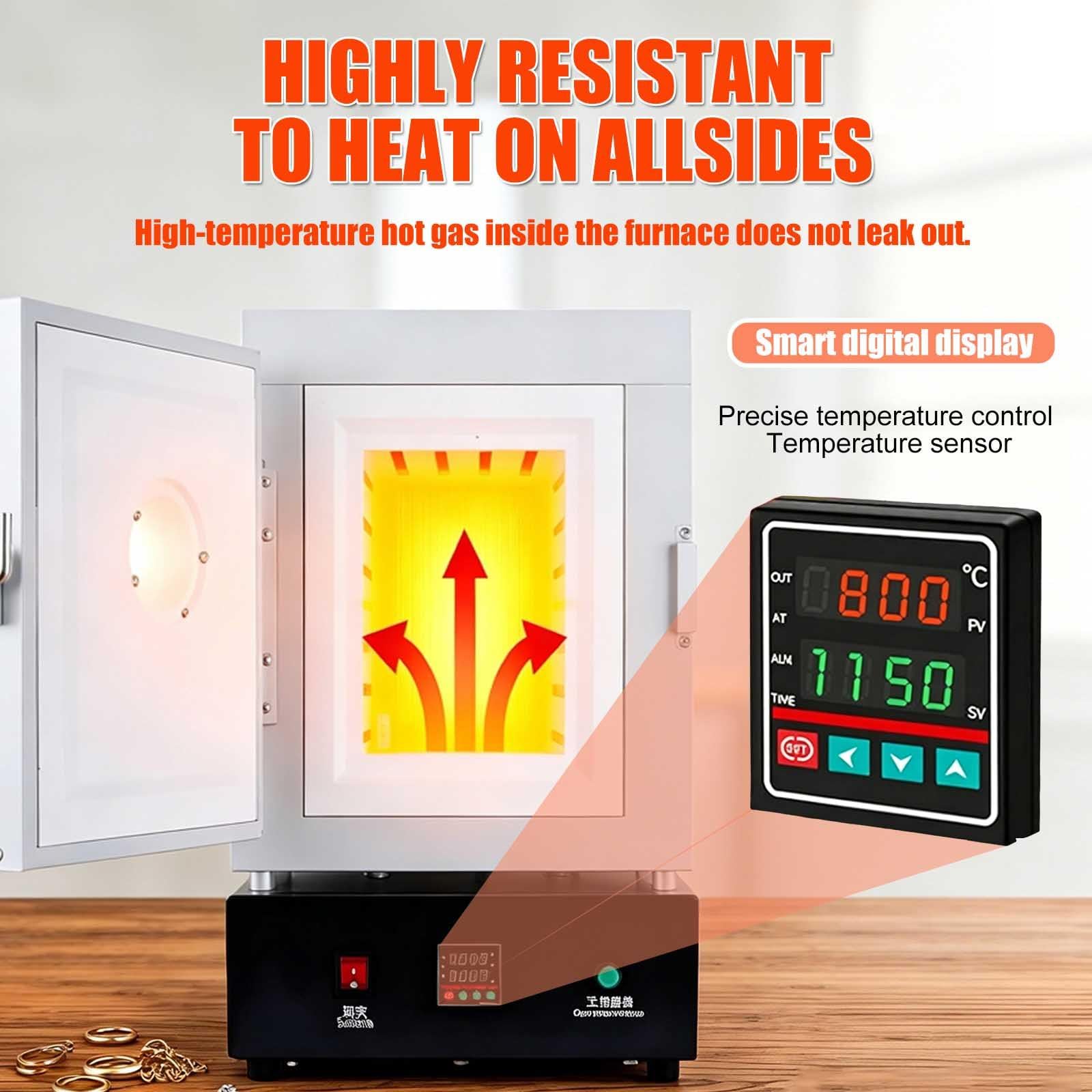 Hobbytöpfer Brennofen 1150°C - Elektrischer Muffelofen Für Keramikbrand Mit Sichtfenster, Brennofen Für Hobbytöpfer，1750w 3-Seitige Beheizung, Ideal Für Heimgebrauch & Schmuckguss