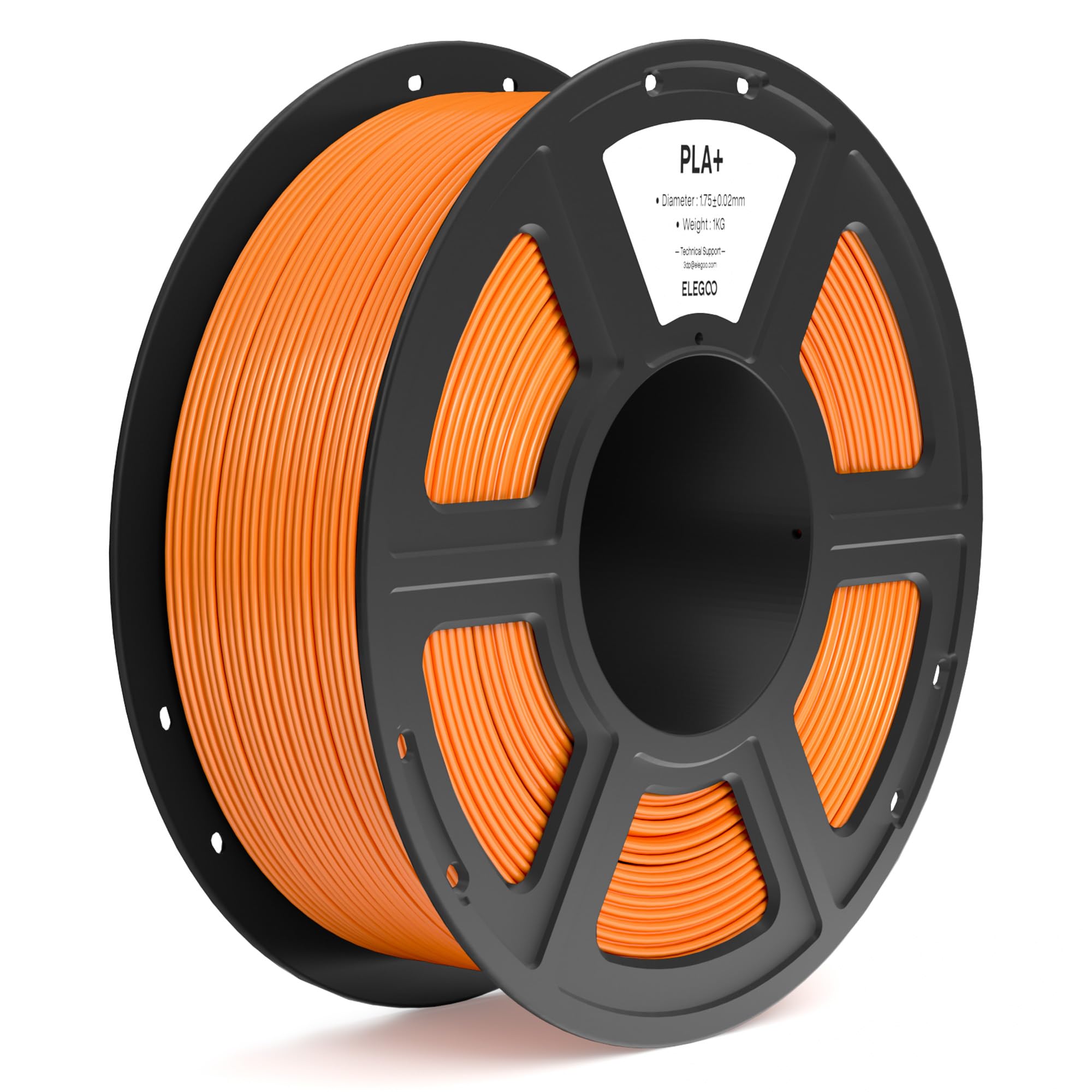 ELEGOO PLA+ Filamento 1,75mm Arancione 1KG, PLA Plus ad Alta Resistenza per Stampanti 3D, Precisione Dimensionale +/- 0,02mm, Bobina da 1kg (2,2lbs) Compatibile con la Maggior Parte delle Stampante 3D