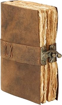 Vintage Leather Journal Handmade Buffalo Leather Diary with 200 Deckle Edge Pages Unlined Writing Notebook for Men & Women Travel, Sketch & Gift Use 7 x 5 Inches, Brown