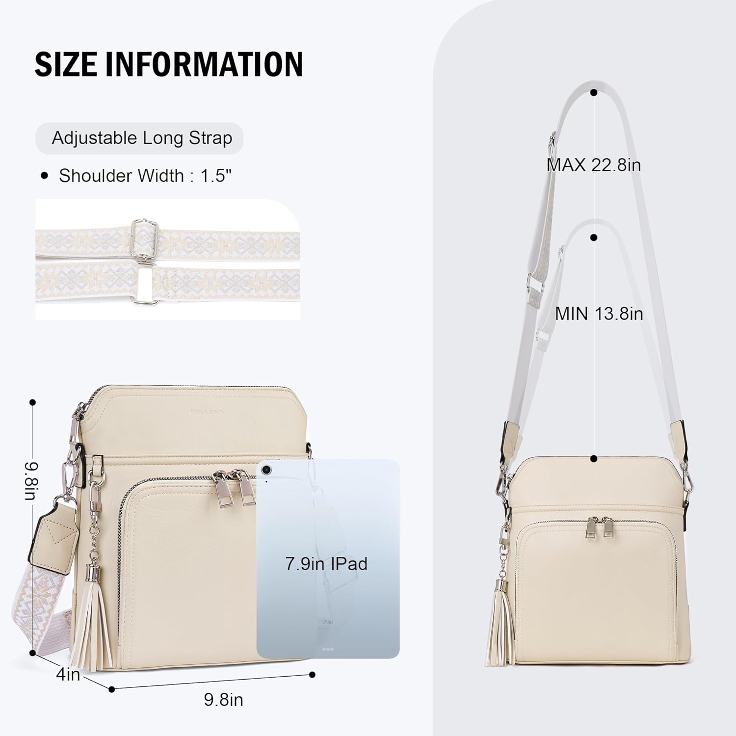 Roulens Crossbody Purse for Women Vegan Leather Medium Crossbody Wallet Bag for Travel Women Shoulder Handbags with Tassel - Image 4