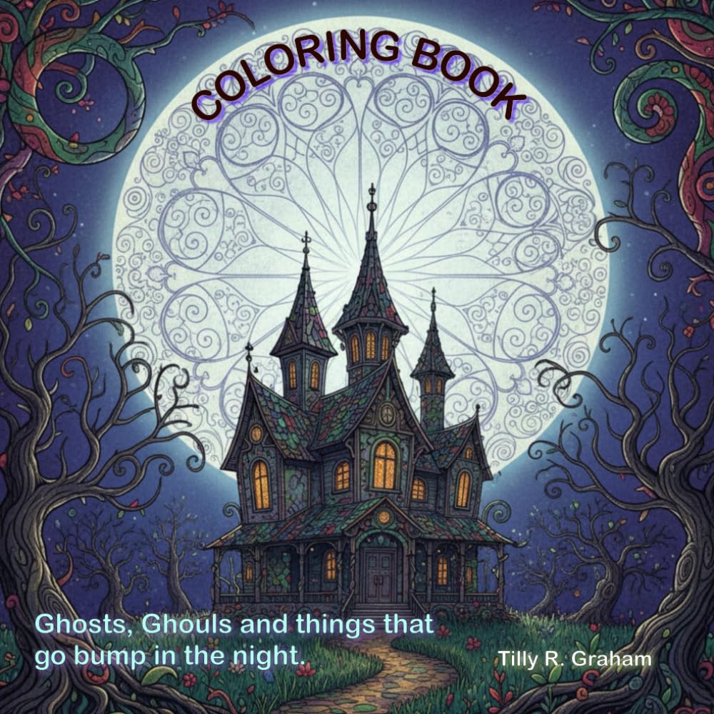 Ghosts, Ghouls and things that go bump in the night: Adult coloring book. Enter the world of the ghostly and ghoulish with this intricate coloring book. Great gift.