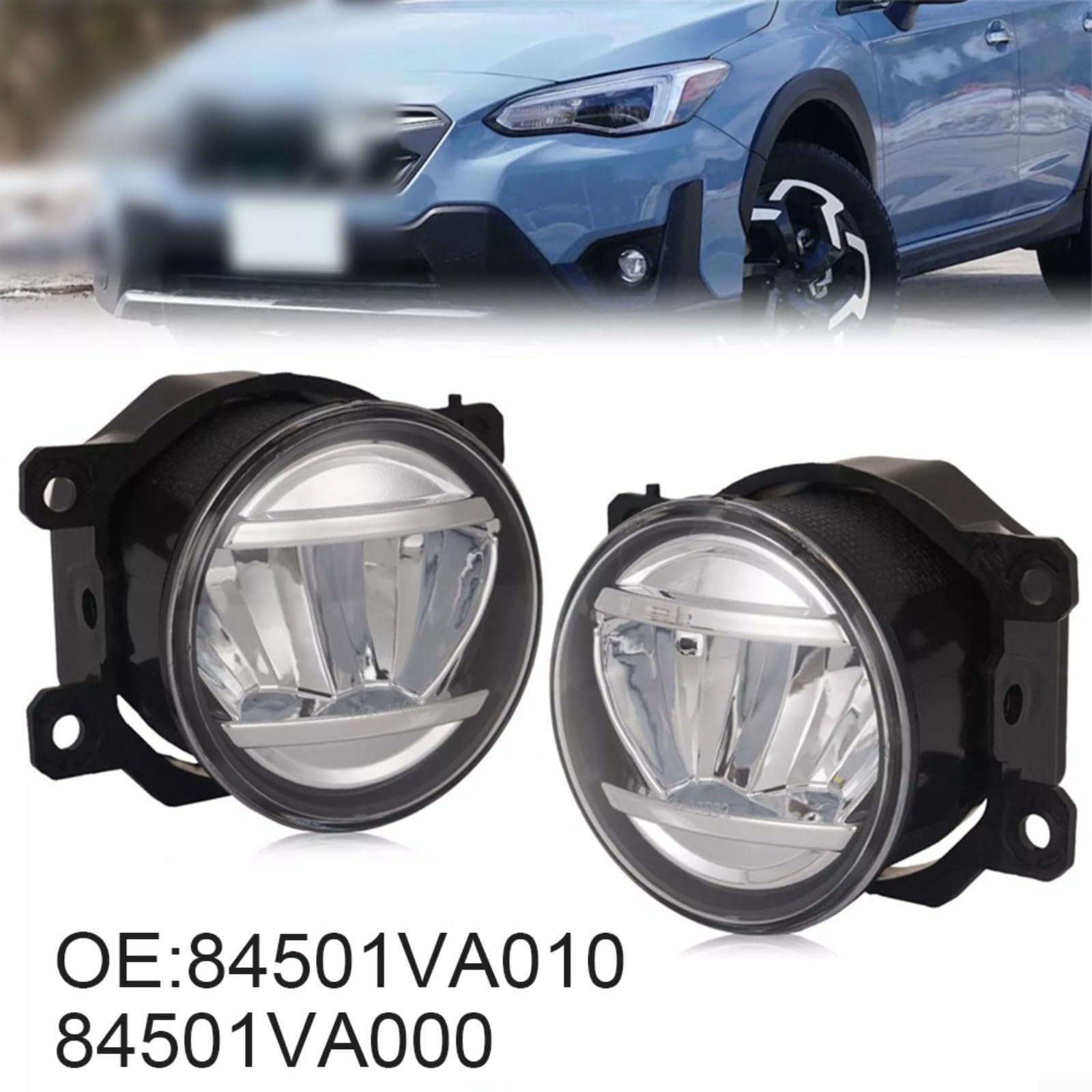 FUBESK Fendinebbia per Crosstrek per Impreza per Forester per WRX per OEM 84501VA010 84501VA000 Sostituzione Luce di Guida LED Bianco Alloggiamento ABS Finitura Nero Facile Installazione (sinistra)