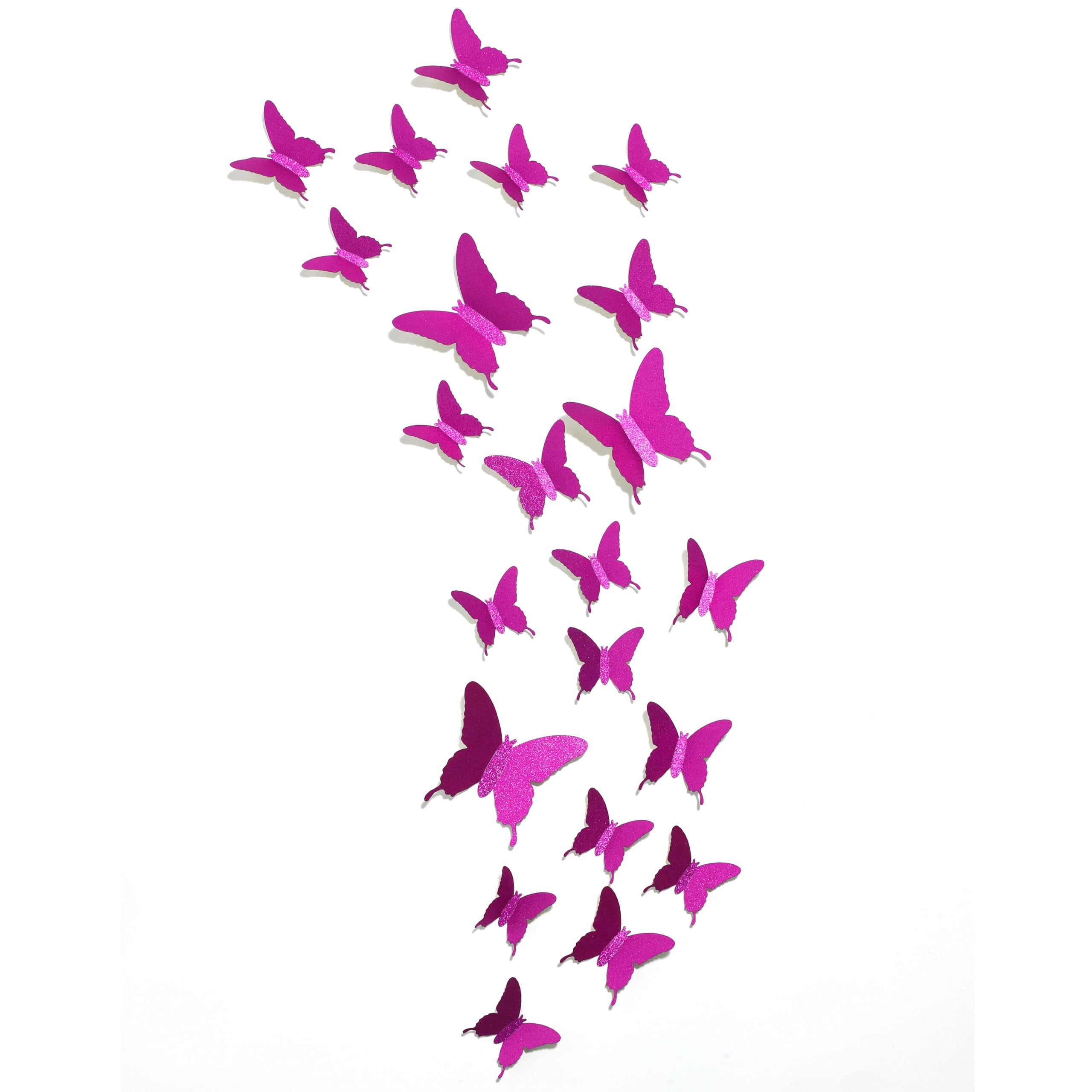 Glitter 3DButterfly Wall Stickers -Pink