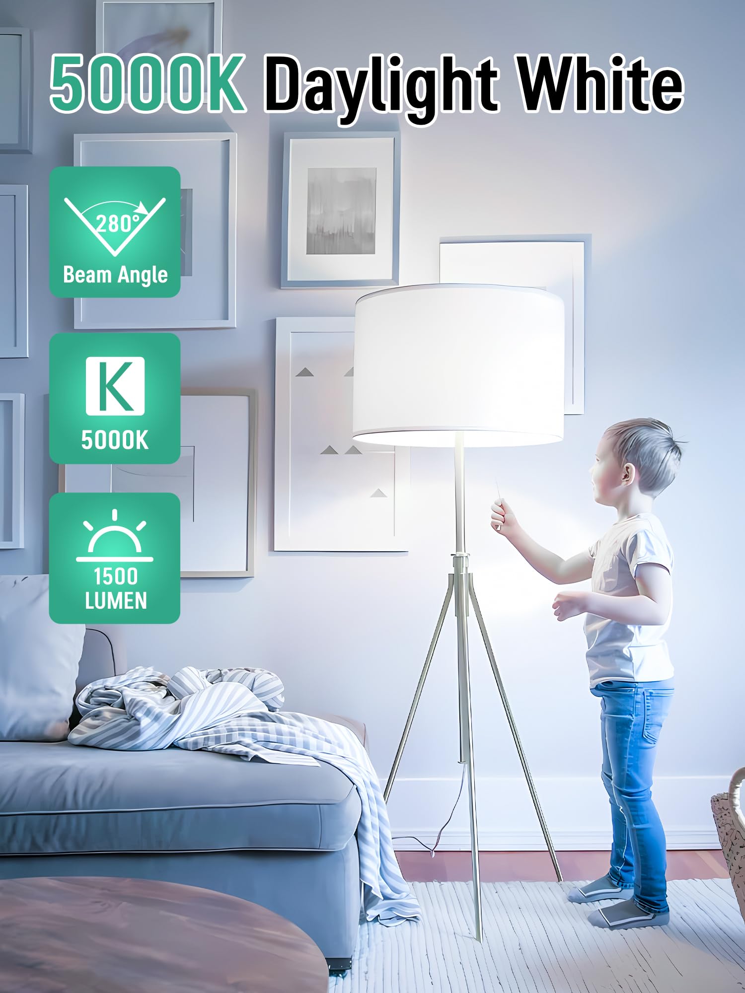 12 Pack LED Light Bulbs 100 Watt Equivalent A19 15W 5000K Daylight Super Bright White Light 1500 Lumens — view 5