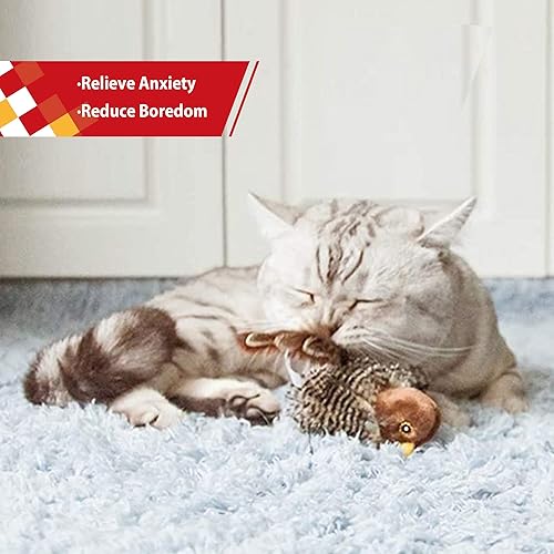 Miniatura 6 de GiGwi Juguetes interactivos para gatos chirriantes, estimulados que hacen ruido, juguete automático para gatos con cola de plumas, juego de melodía