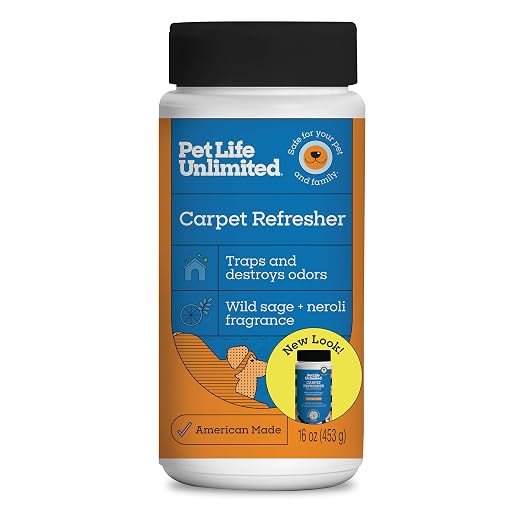 Pet Life Unlimited Carpet Deodorizer Powder, 16 oz, Strong Pet Odor Eliminator & Carpet Freshener, Plant-Based Wild Sage & Neroli Scent, Pet Safe (Pack of 1)