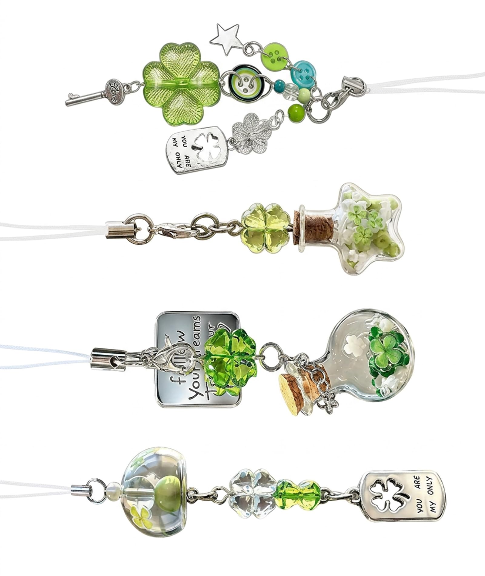 4PCS Four Leaf Clover Keychain, Set of Four Lucky Charms, Decorative Accessories for Personal Use, Compact Design with Durable Construction, Four Leaf Clover Pendant Collection-picture-42