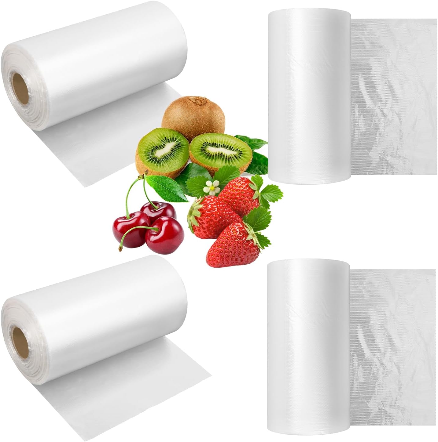 4 Roll 8 x 12 inch Plastic Produce Bags (4 Roll total 1880 PCS), Plastic Roll Bags for Fresh Produce, Fruits, and Vegetables, Durable and Convenient by KUKLIPJIM.