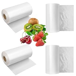 4 Roll 8 x 12 inch Plastic Produce Bags (4 Roll total 1880 PCS), Plastic Roll Bags for Fresh Produce, Fruits, and Vegetables, Durable and Convenient by KUKLIPJIM.