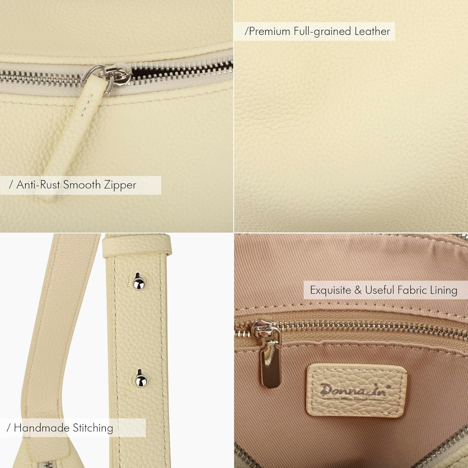 Premium Full Grained Leather Bucket Crossbody Bags, Small Top-Handle Handbags and Crescent Hobo Bag for Women - Image 6