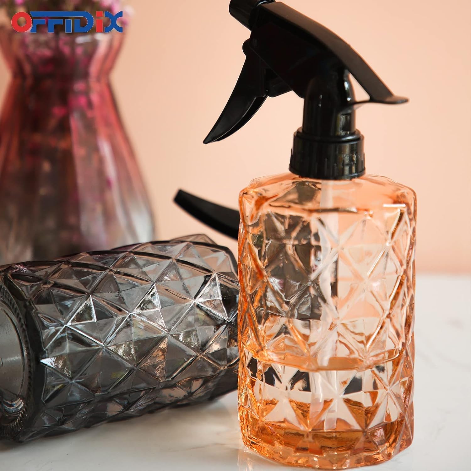 OFFIDIX Glass Spray Bottle，Pressure Plant Mister Handheld Spray Bottle for Outdoor Indoor Plants and Cleaning Work