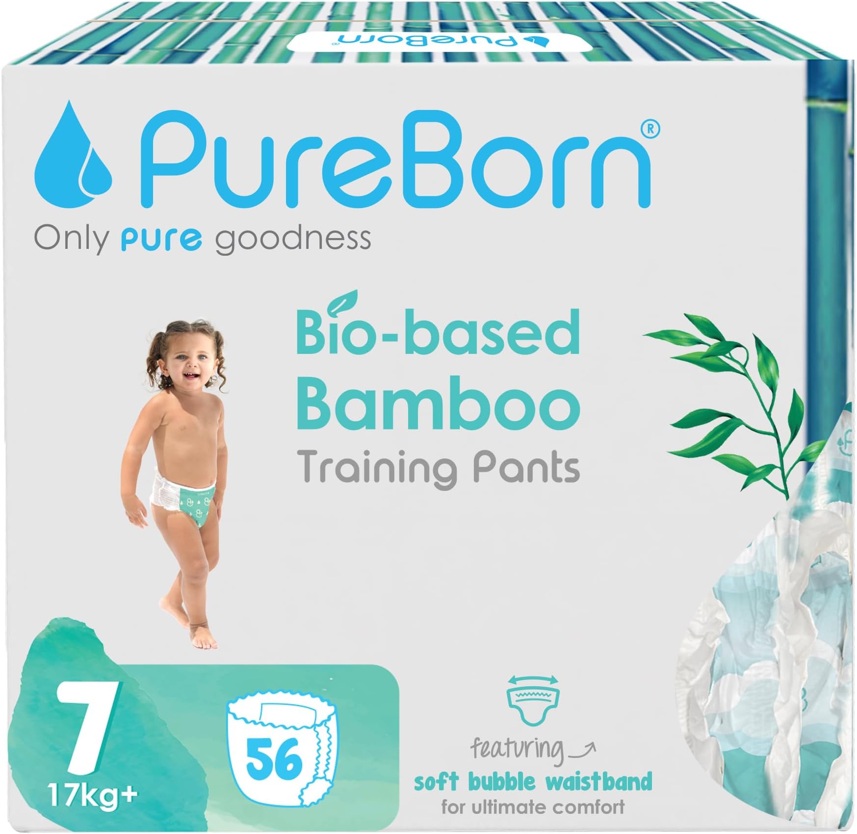 PureBorn Baby Dry Pull Up Diapers/Nappy Pants Suitable for Babies -Size -7 -Master Pack-56 Pcs-Assorted-Superior Upto 12 Hours Day & Night Protection-Dermatologically tested-Super Soft-Skin Friendly