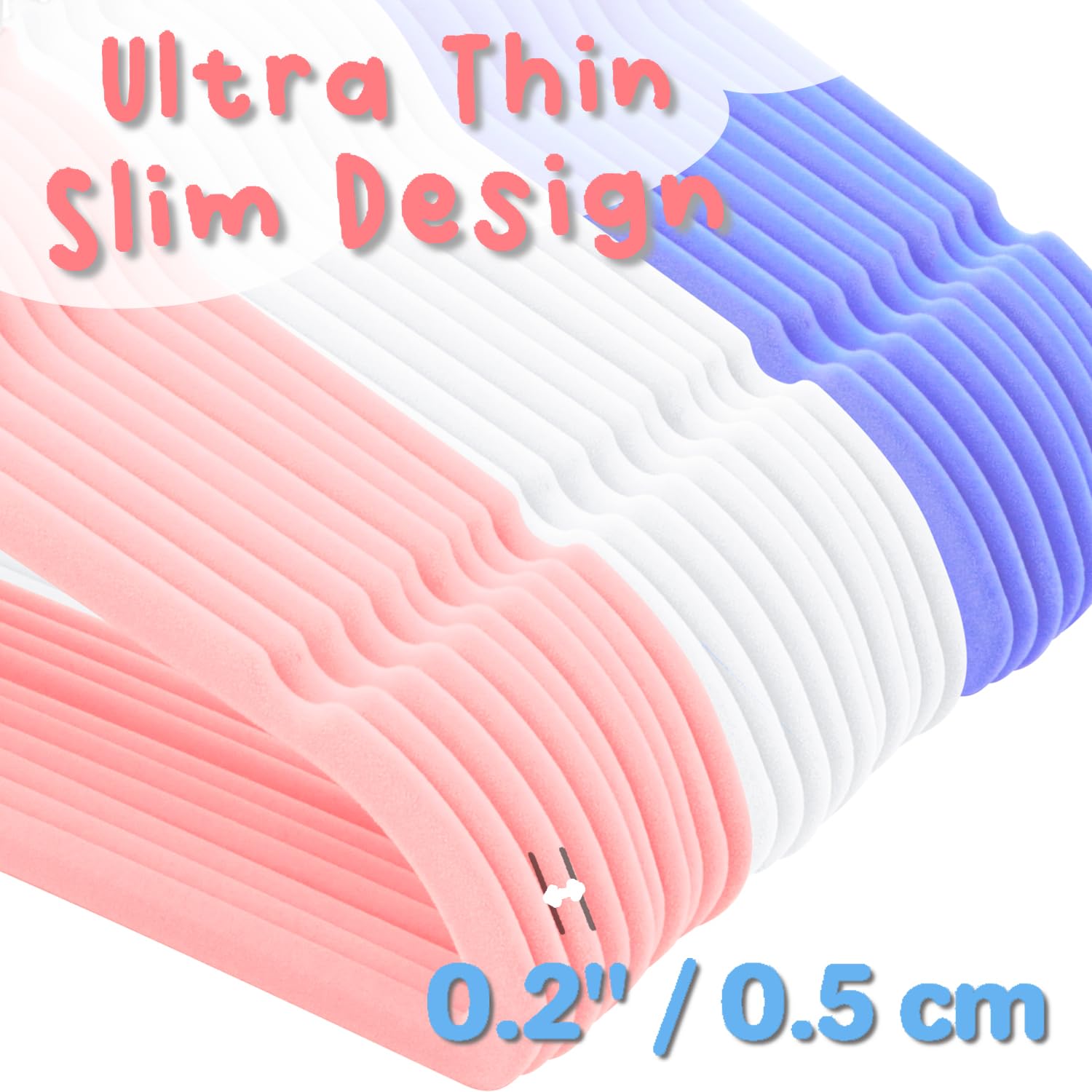 Lot De 30 Cintres Antidérapants En Velours Pour Enfants, Ultra Fins Et Peu Encombrants, Crochet