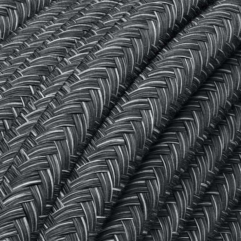 Kabel tekstylny do elastycznej instalacji elektrycznej (H05VV-F), kabel materiałowy 3 x 1,5 mm², natynkowy kabel tekstylny, kabel instalacyjny, czarny melanż, 50 metrów