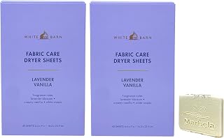 Bath & Body Works Lavender Vanilla Fabric Care Dryer Sheets - 2 Boxes (80 Sheets Total) - with a Natural Oats Sample Soap