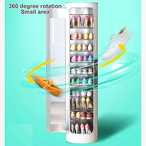 Vista 5 de Zapatero para pasillo, entrada, dormitorio, zapatero organizador de zapatos giratorio de 360 Lazy Susan, zapatero cilíndrico redondo