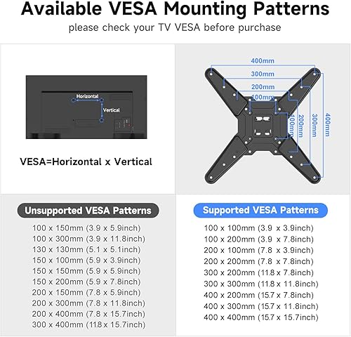Miniatura 7 de Suptek Soporte de pared para TV de movimiento completo de 40 pulgadas de largo para televisores de 32 a 65 pulgadas, soporte de esquina articulado,