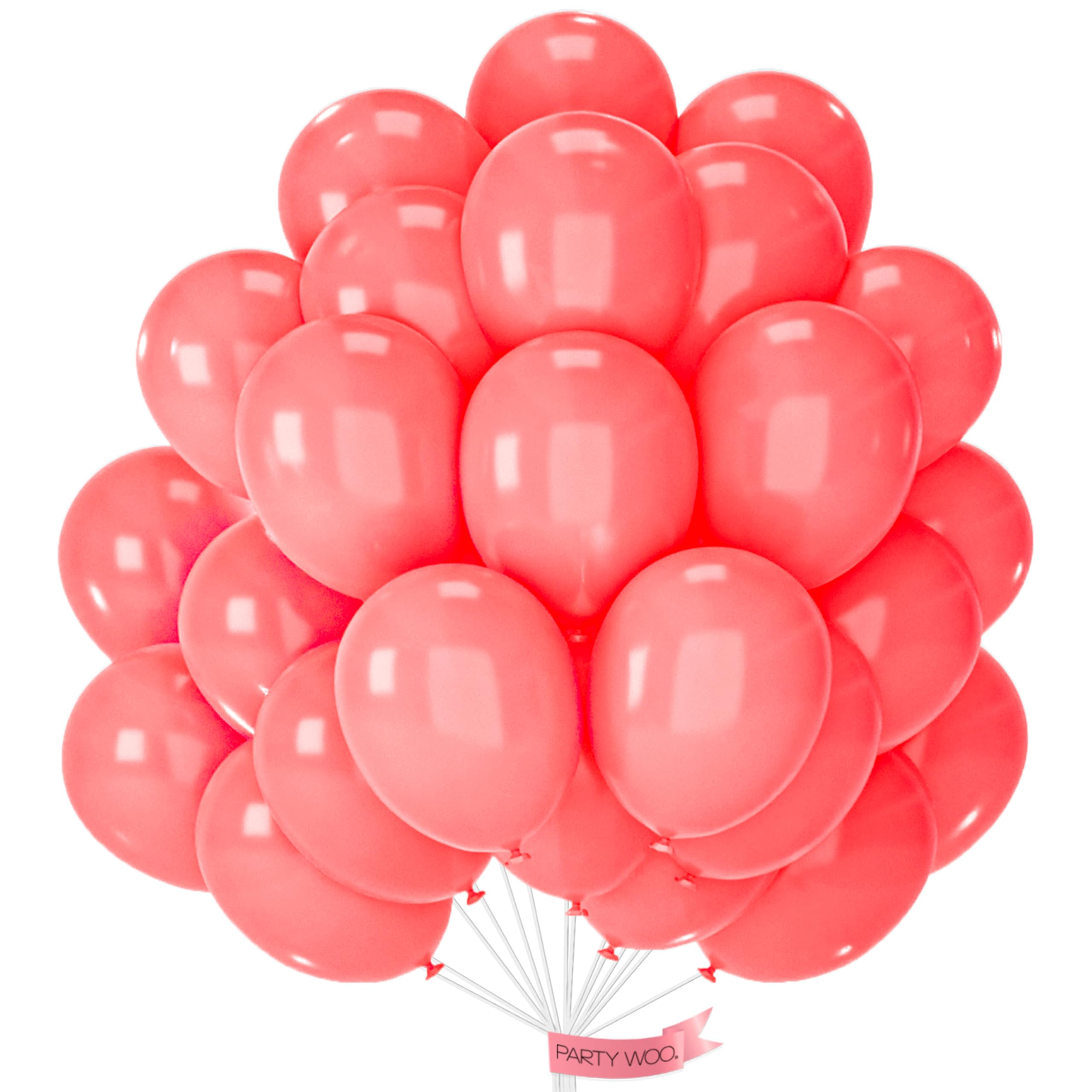 PartyWoo Coral Balloons 50pcs Pastel Red Coral Pink Color 12 Inch