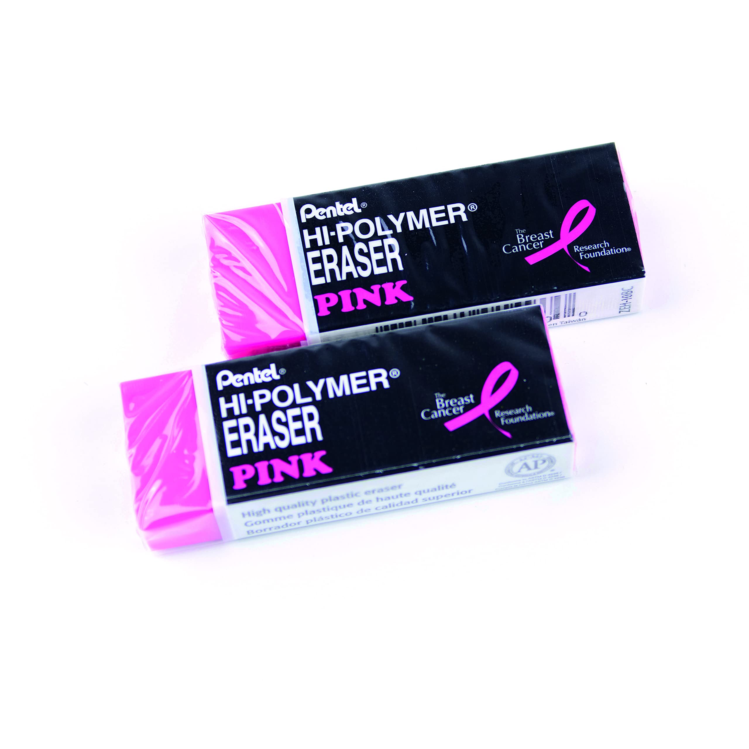 Pentel Hi-Polymer Radierer 10er Box – Pink, Latexfrei, Sauberes Radieren Ohne Flecken