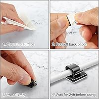 Vista 5 de 100 clips para cables, organizador de cables adhesivo, soporte para cables, organizador de cables, ganchos autoadhesivos para oficina, hogar (negro)