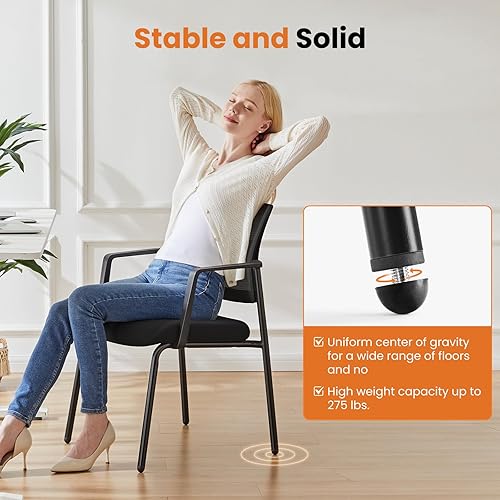 Miniatura 7 de Sweetcrispy Sillas plegables apilables para 2 unidades, sillas apilables de tela tapizadas con respaldo de malla, metal resistente, fácil de usar y