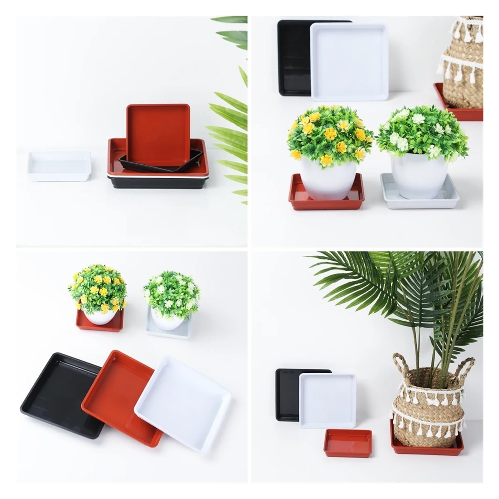 Verdes Platos Para Macetas Platillos de bandeja de plástico for interiores y exteriores, cuadrados de plástico, 5 uds., bandejas de goteo, platillo for plantas Platillos Para Plantas(Red-30x30cm)