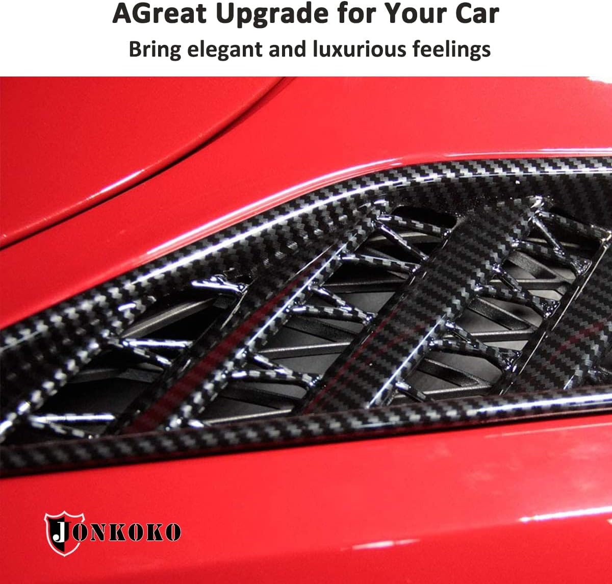 Carbon Fiber Look Cover Trims Accessories Rear Side Body Vent for Chevrolet Corvette C7 2014-2019 Car Side Vent Intake Decor Accessories (Carbon Fiber)