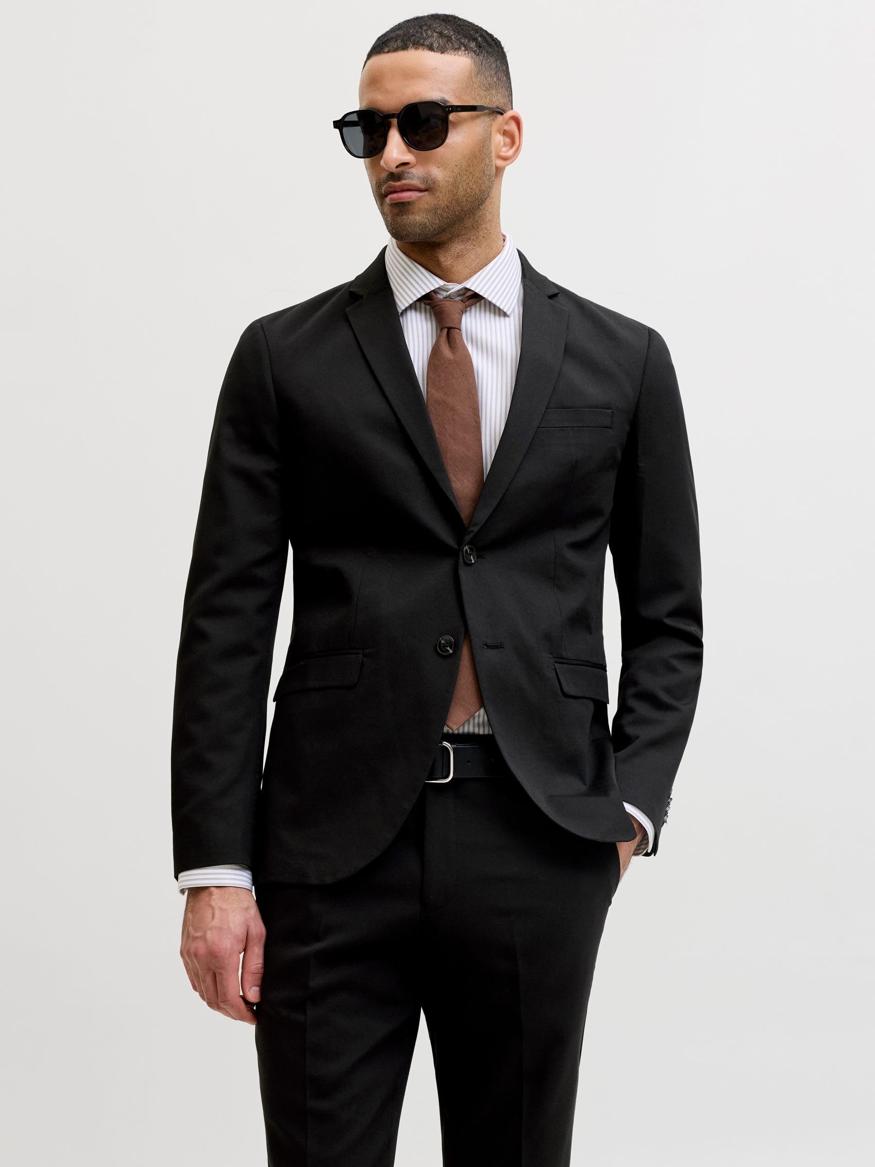 JACK & JONES Marynarka męska jednorzędowa Super Slim Fit, czarny, 56