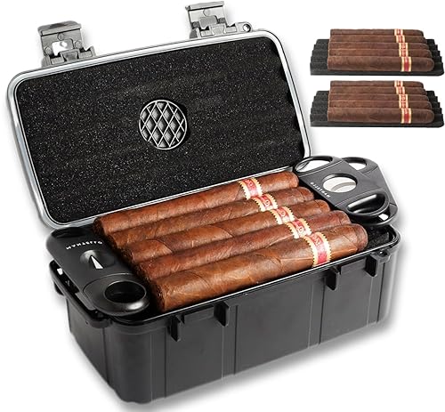 Mantello Cigars Travel Cigar Humidor Case - Cigar Case with