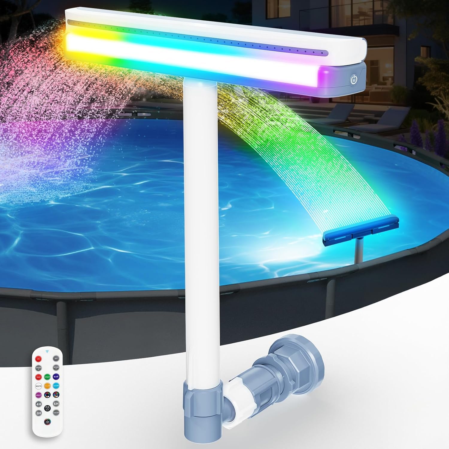 KingSom 2026 Verbesserter Springbrunnen Pool Schwimmend mit Obere & Untere LED-Licht, IP68 Wiederaufladbare Pool Springbrunnen mit Anker, 2 Sprühmodi Pools Fontäne Schwimmend für Außen Pools