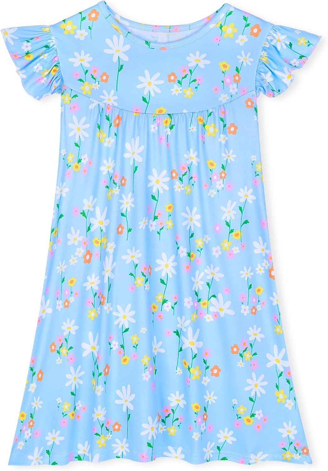 MHJY Girls Nightgowns Flutter Short Sleeves Princess Nightgown Sleepwear Soft Night Dress for Kids Toddler Girls