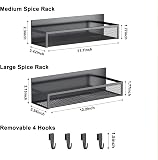 Aufworld Magnetic Spice Rack for Refrigerator, 2 Pack Magnetic Shelf, Fridge Magnet Organizer with Moveable 4 Hooks, Magnet Fridge Shelf for Kitchen Organization and Storage (2 Pack) - 2