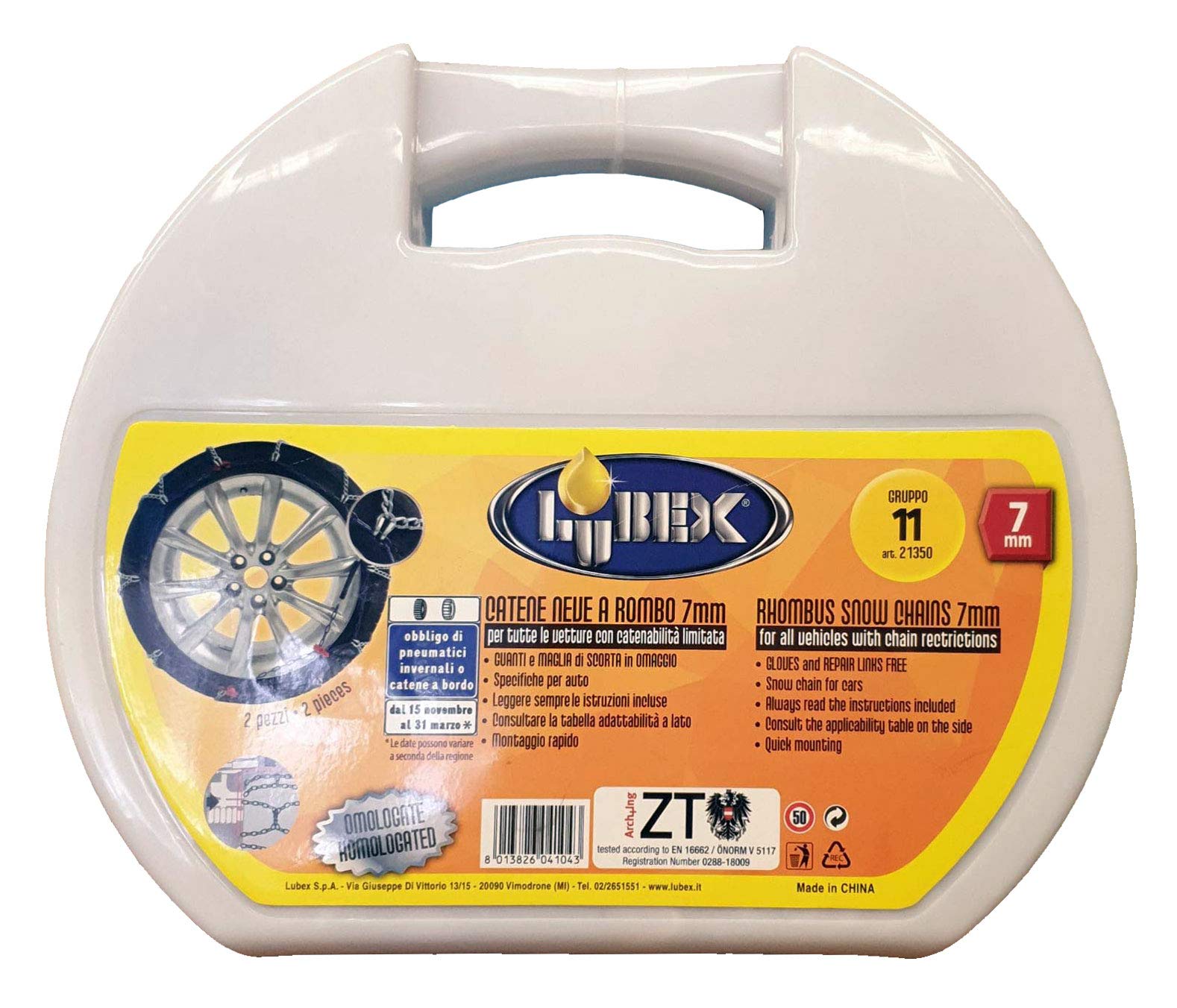 LUBEX Catene da Neve A ROMBO 7MM Gruppo 10 OMOLOGATE TUV CODICE 21349