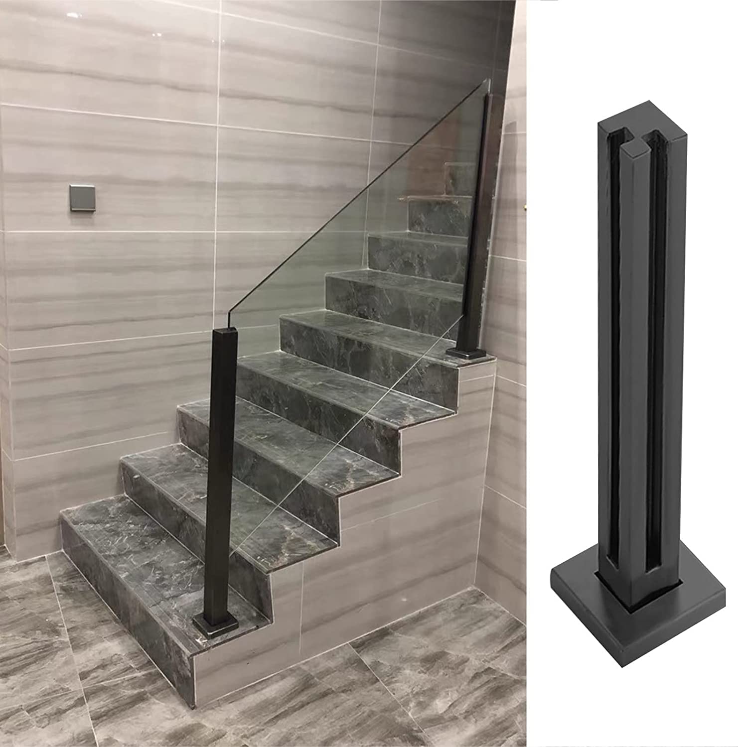 Clôture en verre pour escaliers intérieurs de loft, poteau de balustrade pour couloir lumineux