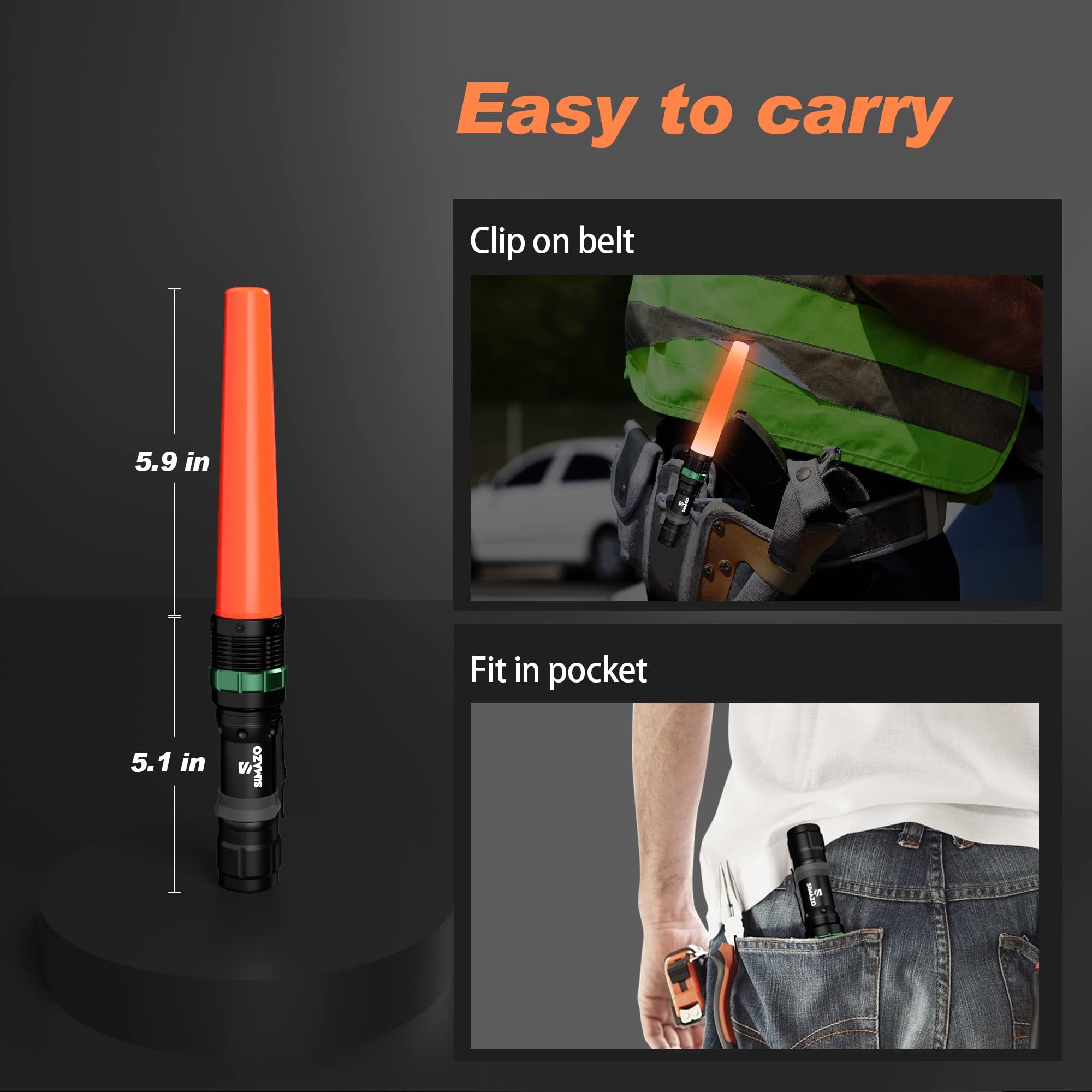 SIMAZO 4 Pack 11 Inch Rechargeable Traffic Wand, Small Traffic