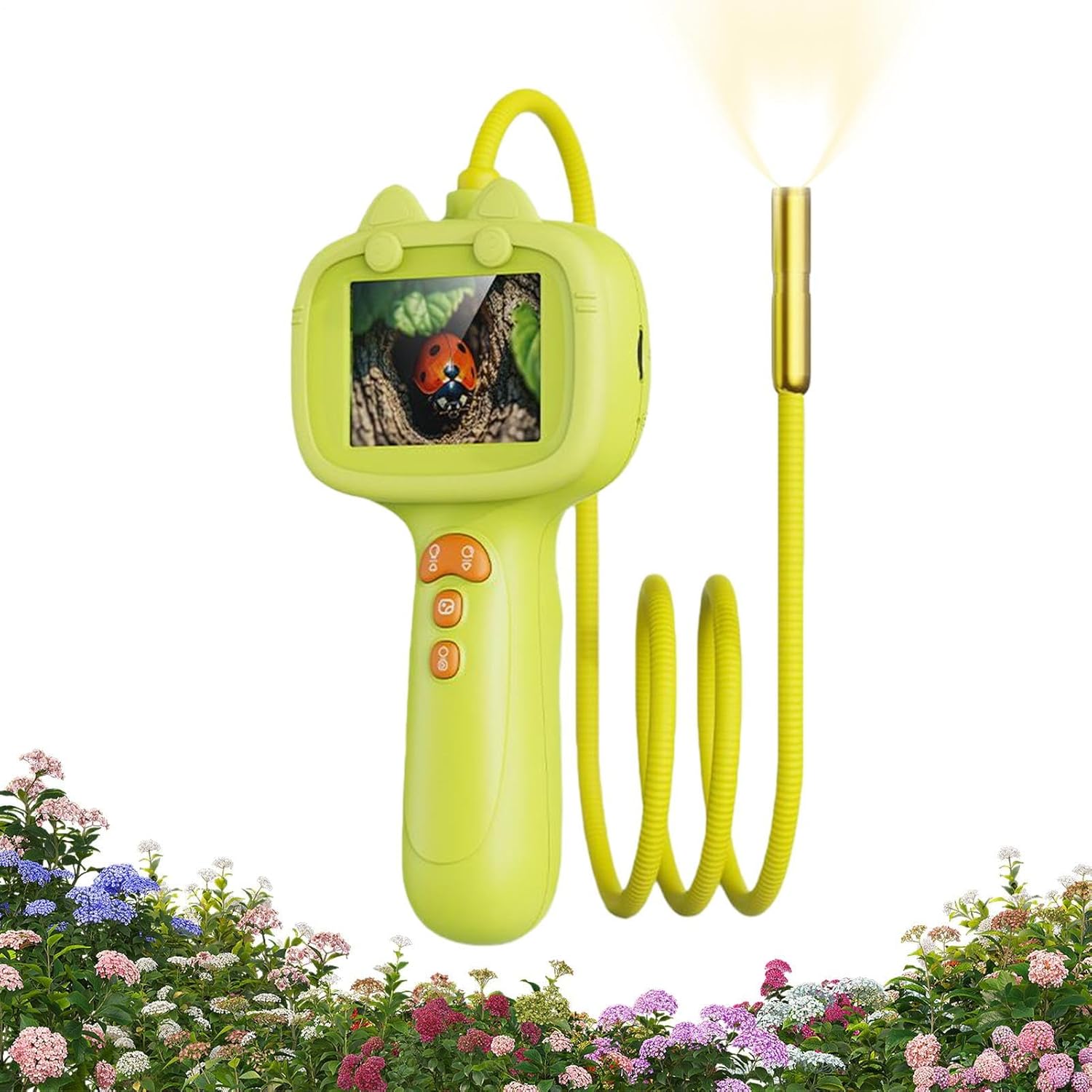 ミニ キッズ エンドスコープ,6.1cm ミニデジタル顕微鏡おもちゃ - LED搭載 子供向けマイクロスコープ - 女の子 男の子