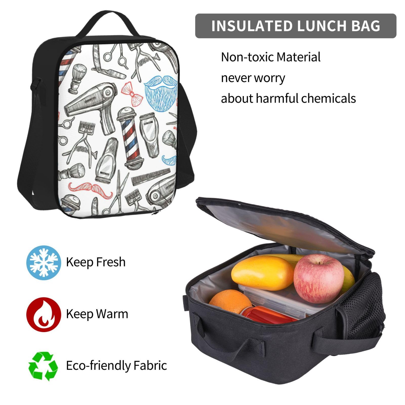 Zaino, borsa portapranzo, astuccio, set da 3 pezzi, per lavoro e