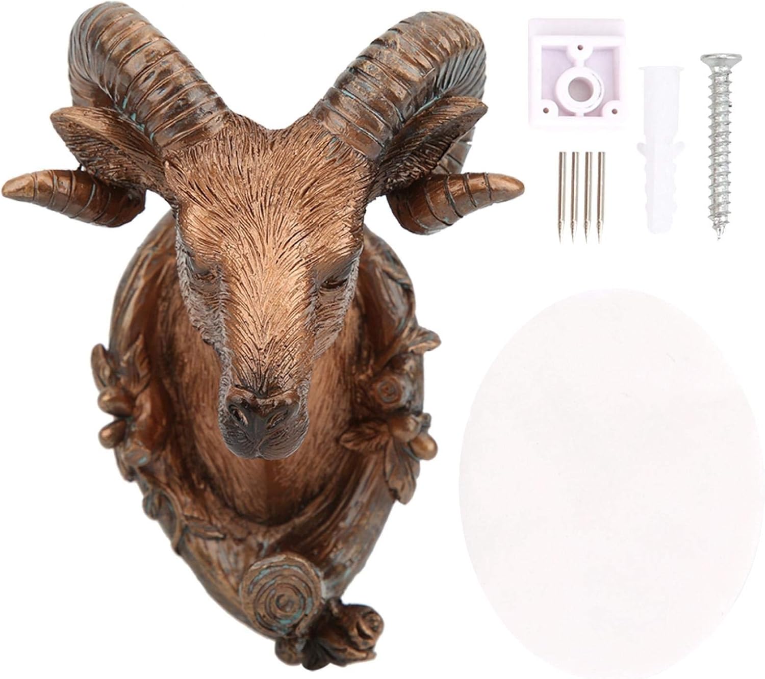 Oumefar Standard Workmanship Vintage Animal Shape Wall Hook Coat Hanging Hook Mounted Hanger Animal Decoration Hooks Preservative for Bathroom (Goat (Antique Copper))