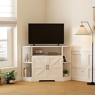 Corner Tv Stand for Tvs Up to 55 Inch with Power Outlet,Entertainment Ce...