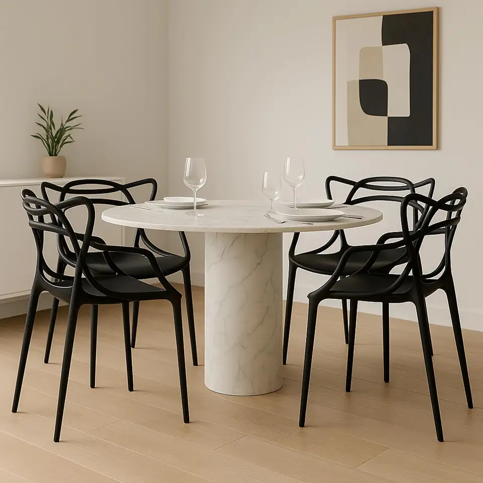 Kit 4 Cadeiras Allegra Pretas Design Moderno, Resistentes, Empilháveis Confortáveis Até 140kg Ideal para Casa, Cozinha, Restaurante, Clinica, Buffet
