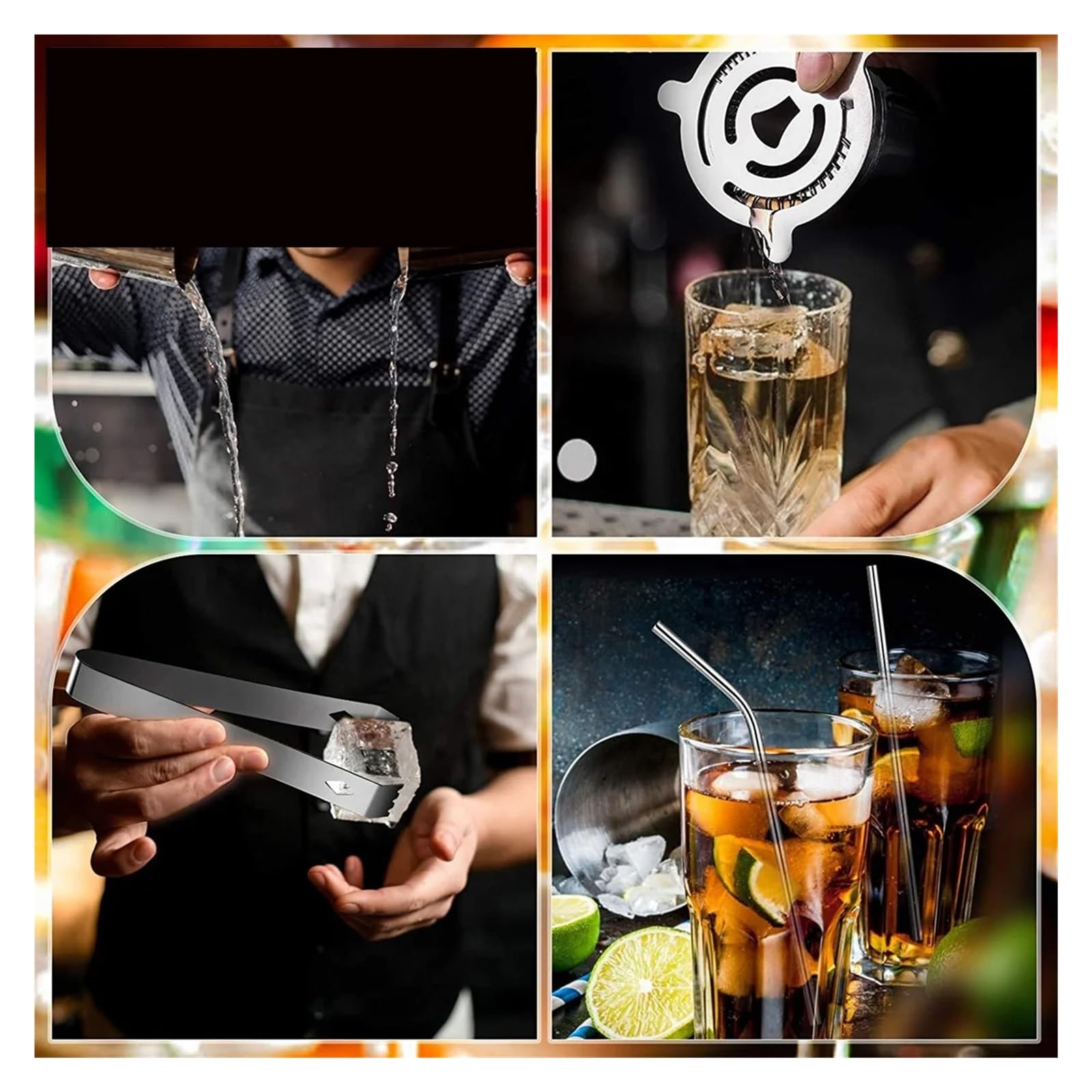 Juego de coctelera Boston 20 piezas for el hogar, Bar, herramienta mezcladora bebidas, 550 y 750ML(20Pcs 550x750ML)