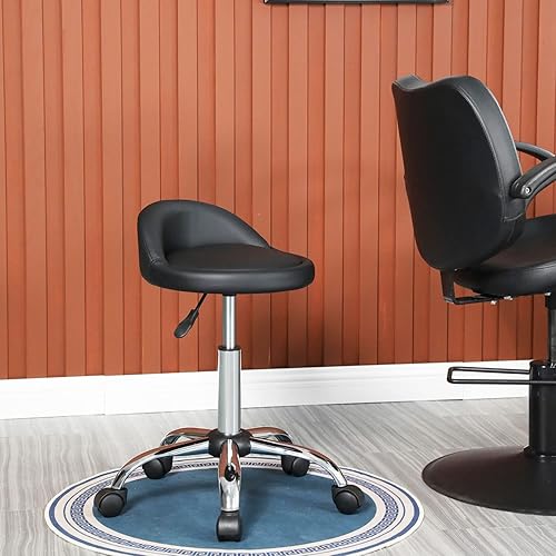 Miniatura 2 de PayLessHere Taburete giratorio de altura ajustable con respaldo para salón, oficina, masaje, spa, tatuaje, silla, taburetes para escritorio, cocina,
