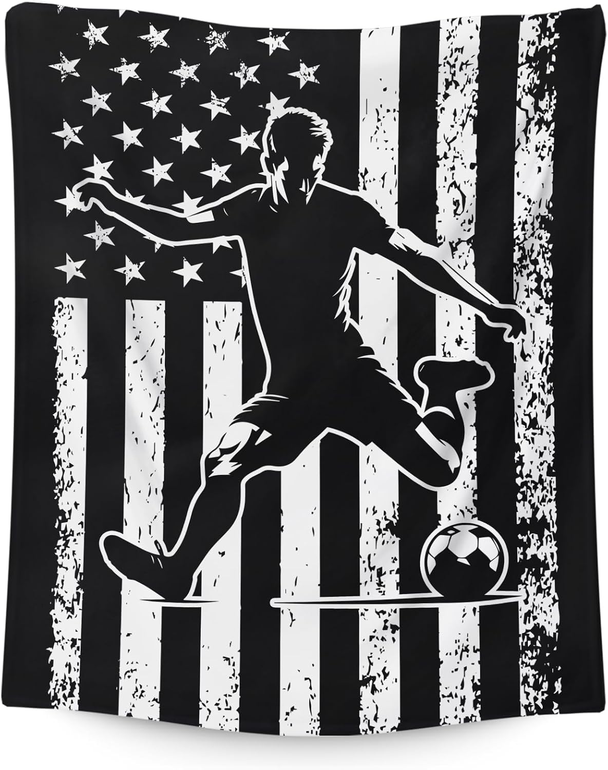 Soccer Blanket for Kids Teens Adults Boys Gifts, 80x60 Inches Twin Size Soft Lightweight Flannel Throw Blankets for Bedding Outdoors Home Decor